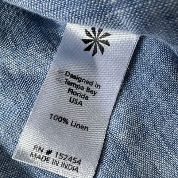 Kyla Seo Shirt Womens S Blue Linen Chambray Floral Embroidered Beach Coastal - Picture 4 of 11